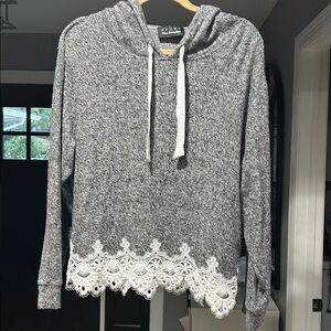The Kooples Gray Hoodie with White Drawstrings
